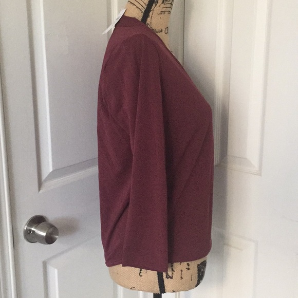 Ann Taylor Factory Burgundy Faux-Wrap Top - Picture 6 of 8